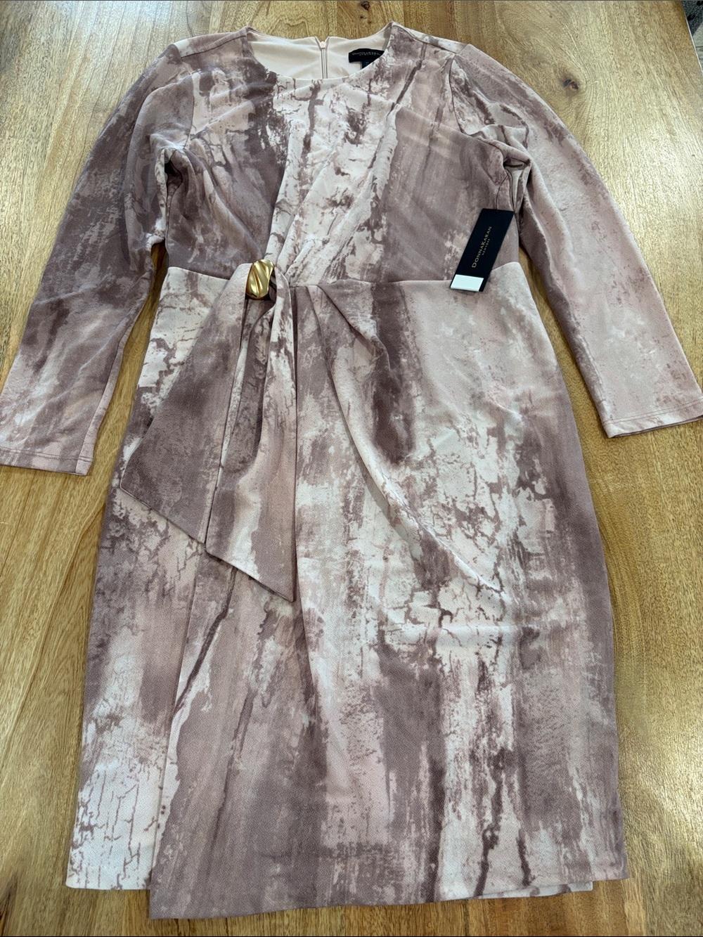 Donna Karan Blush Marble-Print Midi Dress size M